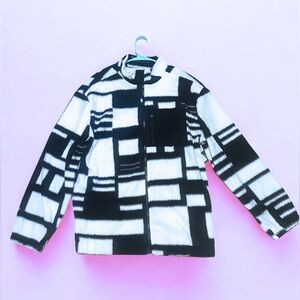 NWT No Boundaries Sherpa Trucker Jacket Unisex L (42-44) Oversized Geometric Y2K